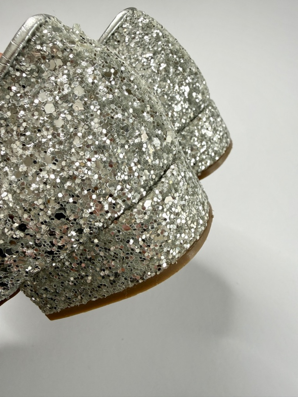 J CREW FACTORY Crewcuts Girls Silver Glitter Mary Jane Heeled Dress Shoes CB054 - Picture 6 of 8